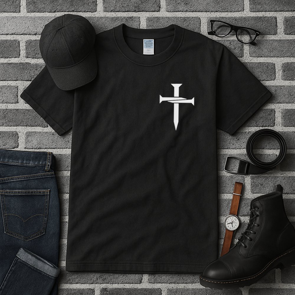 Jesus Christ 3 Nails Cross Christian Hope Faith Love Embroidered Embroidered Tall T-Shirt
