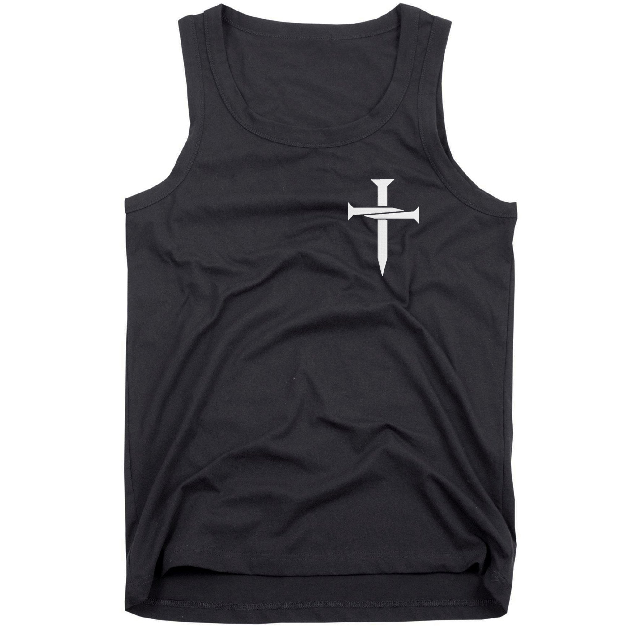Jesus Christ 3 Nails Cross Christian Hope Faith Love Embroidered Embroidered Tank Top