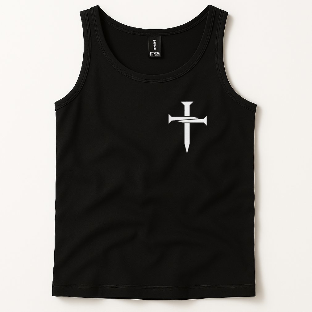 Jesus Christ 3 Nails Cross Christian Hope Faith Love Embroidered Embroidered Tank Top