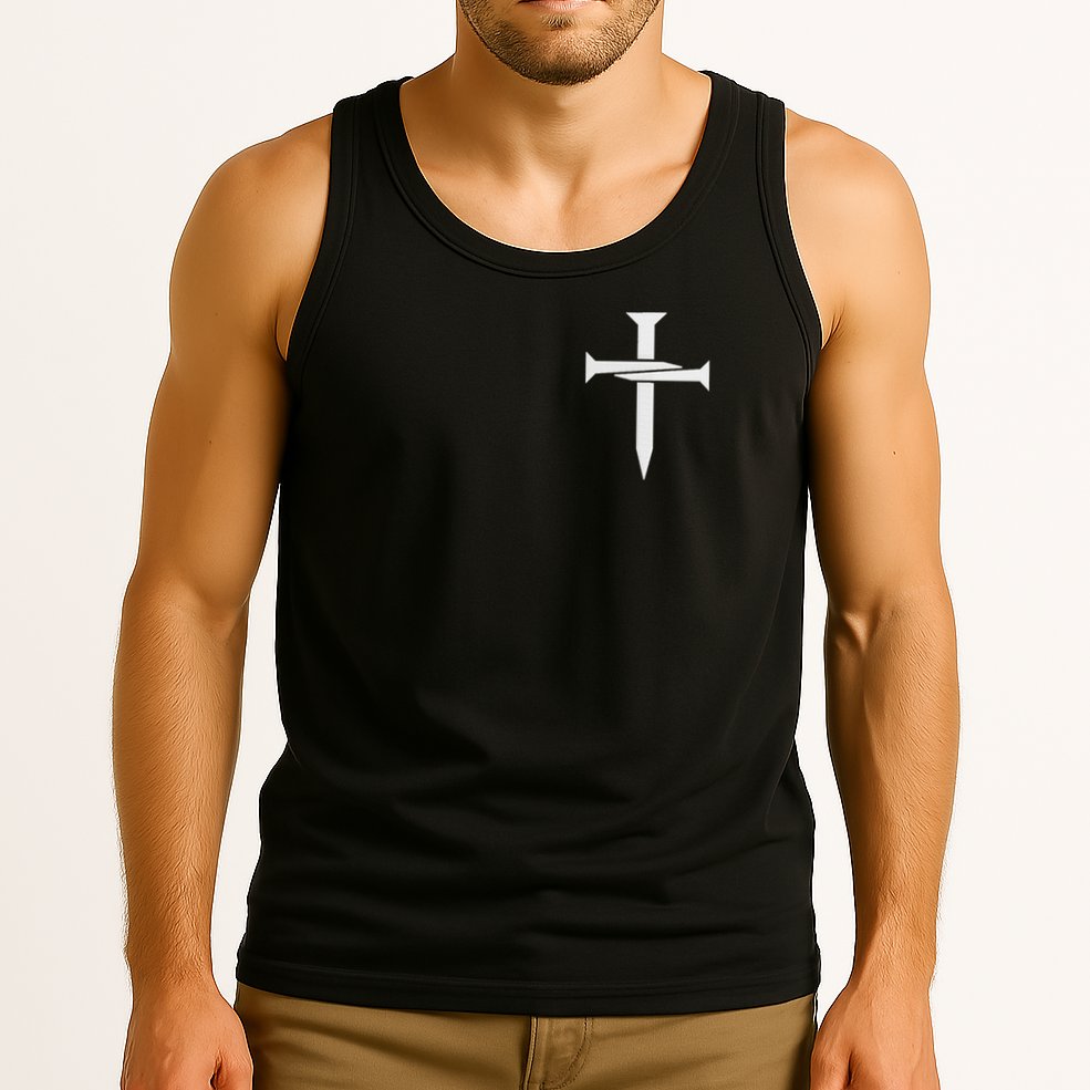 Jesus Christ 3 Nails Cross Christian Hope Faith Love Embroidered Embroidered Tank Top