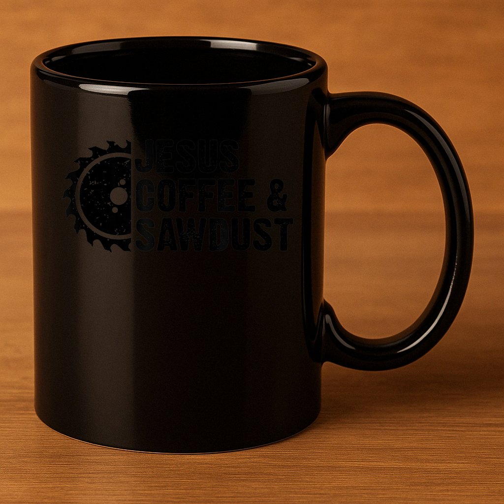 Jesus Coffee &Amp; Sawdust Christian Carpenter Woodworking 11oz C Handle Ceramic Mug