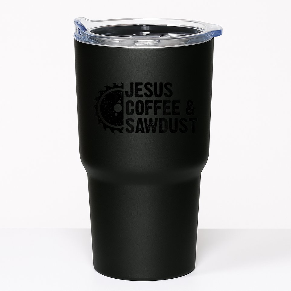 Jesus Coffee &Amp; Sawdust Christian Carpenter Woodworking Tumbler