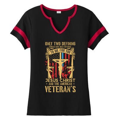 Jesus Christ And The American Veteran's Ladies Halftime Notch Neck Tee