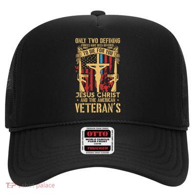 Jesus Christ And The American Veteran's High Crown Mesh Back Trucker Hat