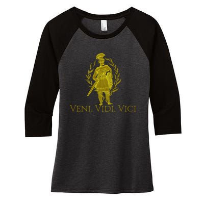 Julius Caesar Ancient Rome Veni Vidi Vici Women's Tri-Blend 3/4-Sleeve Raglan Shirt