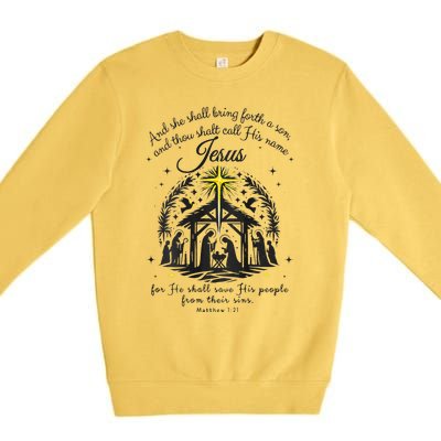 Jesus Christmas And She Shall Bring Forth A Son Premium Crewneck Sweatshirt