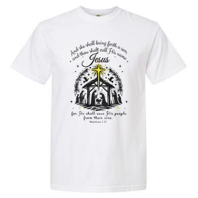 Jesus Christmas And She Shall Bring Forth A Son Garment-Dyed Heavyweight T-Shirt