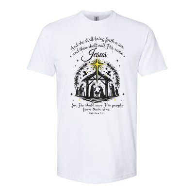 Jesus Christmas And She Shall Bring Forth A Son Softstyle CVC T-Shirt