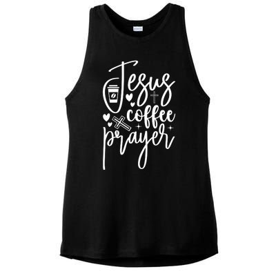 Jesus Coffee And Prayer Christian Catholic Christ Ladies PosiCharge Tri-Blend Wicking Tank