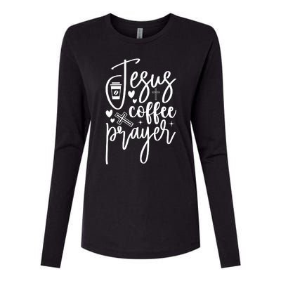 Jesus Coffee And Prayer Christian Catholic Christ Womens Cotton Relaxed Long Sleeve T-Shirt