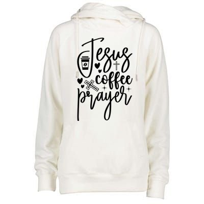 Jesus Coffee And Prayer Christian Catholic Christ Womens Funnel Neck Pullover Hood