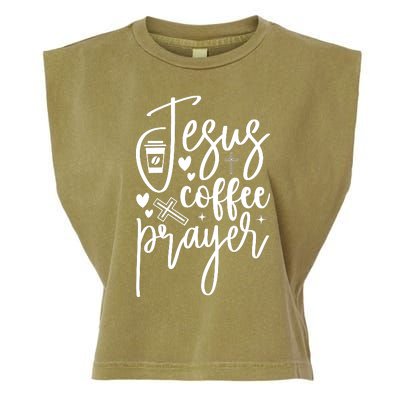 Jesus Coffee And Prayer Christian Catholic Christ Garment-Dyed Women's Muscle Tee