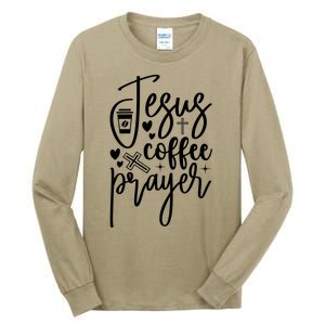 Jesus Coffee And Prayer Christian Catholic Christ Tall Long Sleeve T-Shirt