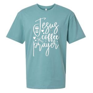 Jesus Coffee And Prayer Christian Catholic Christ Sueded Cloud Jersey T-Shirt