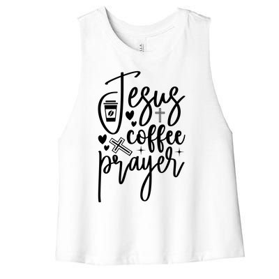 Jesus Coffee And Prayer Christian Catholic Christ Women's Racerback Cropped Tank