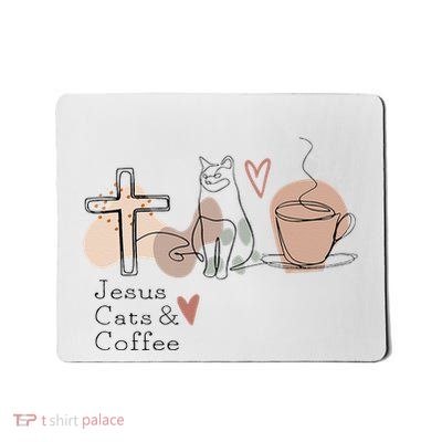 Jesus Cats And Coffee Minimalist Mousepad