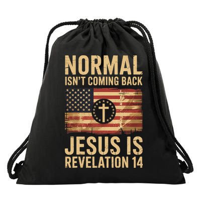 Jesus Christian American Flag Revelation 14 USA Drawstring Bag
