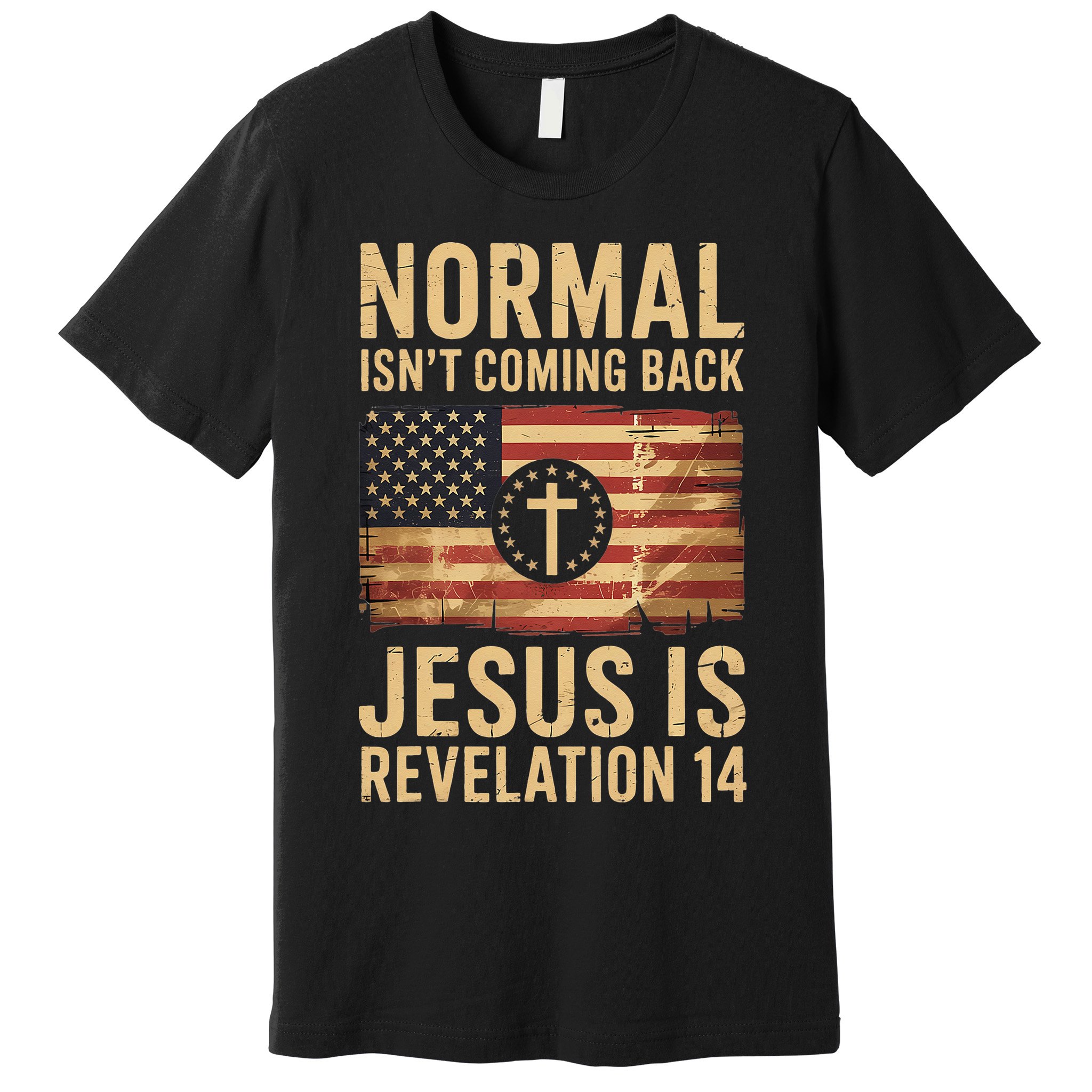 Jesus Christian American Flag Revelation 14 USA Premium T-Shirt