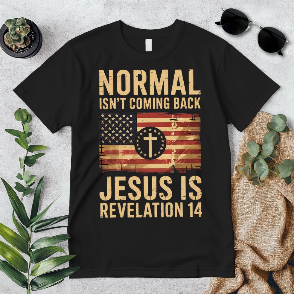 Jesus Christian American Flag Revelation 14 USA Premium T-Shirt