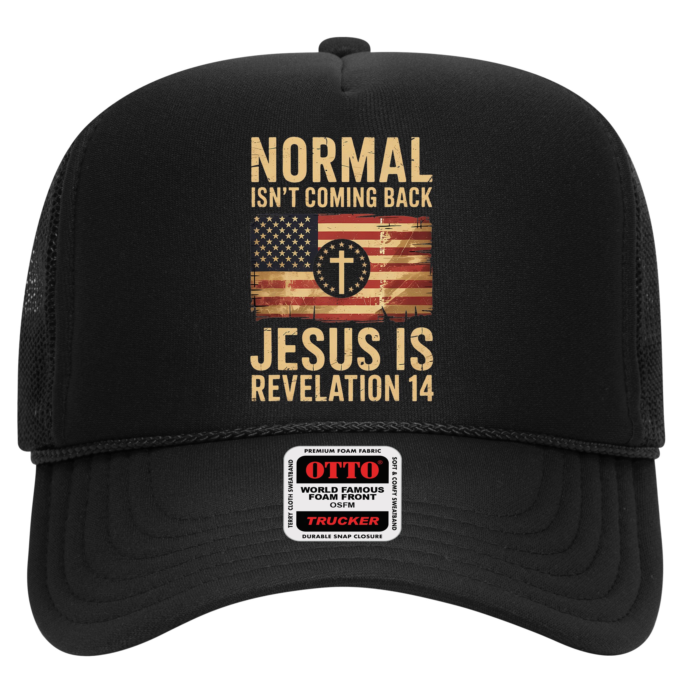 Jesus Christian American Flag Revelation 14 USA Hat