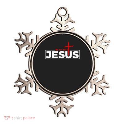 Jesus Christ and Faith Christian Bible and Love Jesus Metallic Star Ornament