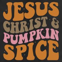 Jesus Christ And Pumpkin Spice Retro Groovy Christianity 7 Panel Mesh Trucker Snapback Hat