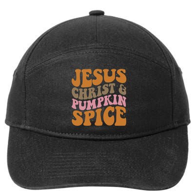 Jesus Christ And Pumpkin Spice Retro Groovy Christianity 7-Panel Snapback Hat