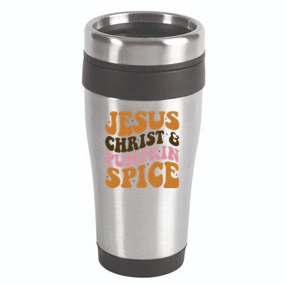 Jesus Christ And Pumpkin Spice Retro Groovy Christianity 16oz Travel Tumbler