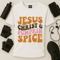 Jesus Christ And Pumpkin Spice Retro Groovy Christianity Cooling Performance Crew T-Shirt