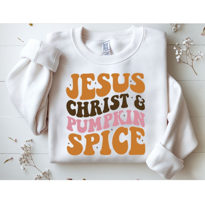 Jesus Christ And Pumpkin Spice Retro Groovy Christianity Sweatshirt