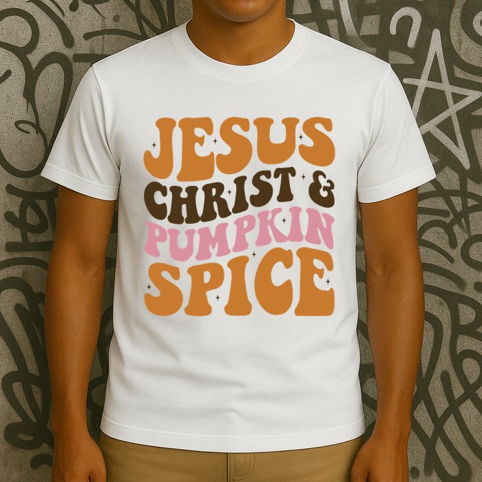 Jesus Christ And Pumpkin Spice Retro Groovy Christianity T-Shirt