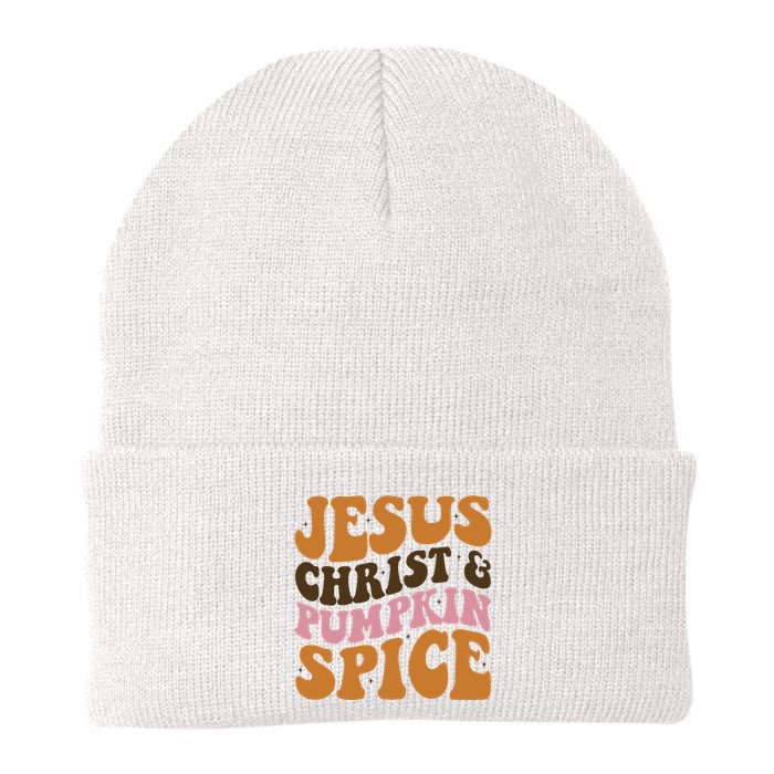 Jesus Christ And Pumpkin Spice Retro Groovy Christianity Beanie
