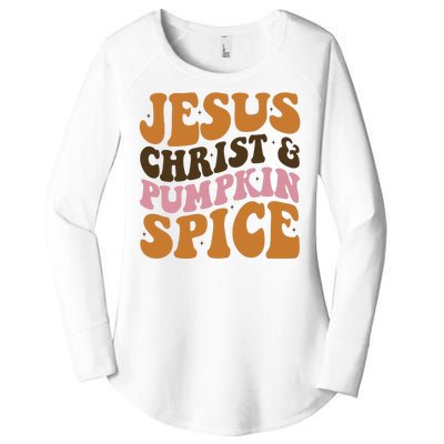 Jesus Christ And Pumpkin Spice Retro Groovy Christianity Women's Perfect Tri Tunic Long Sleeve Shirt