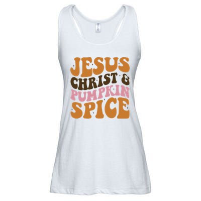 Jesus Christ And Pumpkin Spice Retro Groovy Christianity Ladies Essential Flowy Tank
