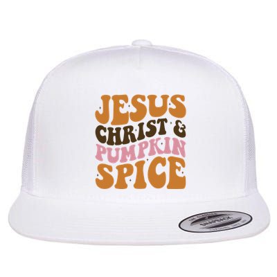 Jesus Christ And Pumpkin Spice Retro Groovy Christianity Flatbill Hat