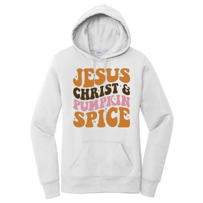 Jesus Christ And Pumpkin Spice Retro Groovy Christianity Women's Pullover Hoodie