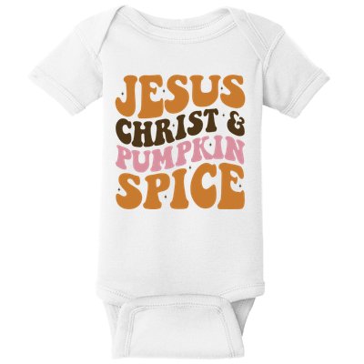 Jesus Christ And Pumpkin Spice Retro Groovy Christianity Baby Bodysuit