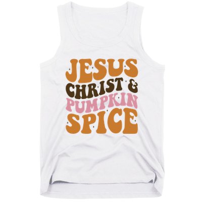 Jesus Christ And Pumpkin Spice Retro Groovy Christianity Tank Top