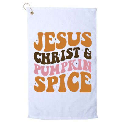 Jesus Christ And Pumpkin Spice Retro Groovy Christianity Golf Towel