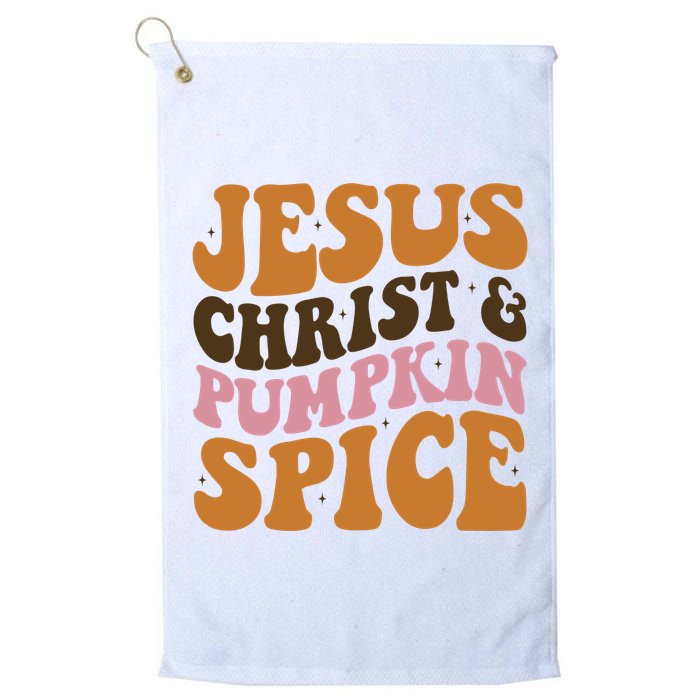 Jesus Christ And Pumpkin Spice Retro Groovy Christianity Golf Towel