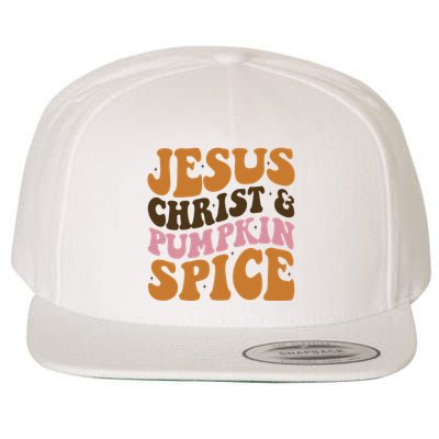 Jesus Christ And Pumpkin Spice Retro Groovy Christianity Wool Snapback Cap