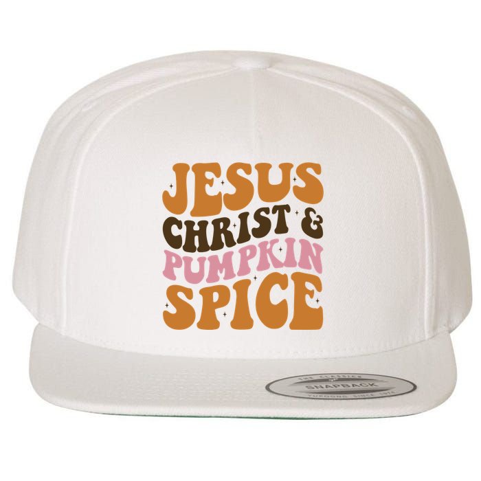 Jesus Christ And Pumpkin Spice Retro Groovy Christianity Wool Snapback Cap