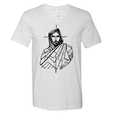 Jesus Christ And A Cross V-Neck T-Shirt