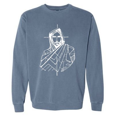 Jesus Christ And A Cross Garment-Dyed Sweatshirt