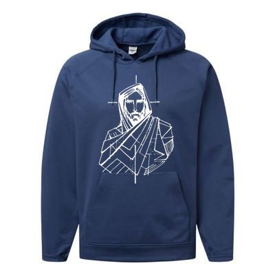 Jesus Christ And A Cross Performance Fleece Hoodie