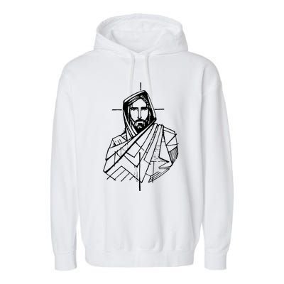 Jesus Christ And A Cross Garment-Dyed Fleece Hoodie