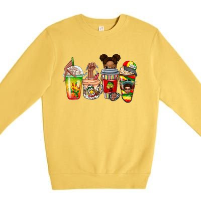 Juneteenth Coffee African Black Freedom Day Gift Premium Crewneck Sweatshirt