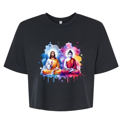 Jesus Christ And Buddha Meditating Bella+Canvas Jersey Crop Tee