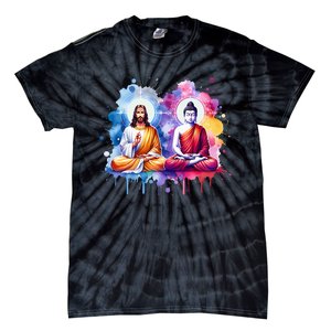 Jesus Christ And Buddha Meditating Tie-Dye T-Shirt