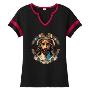 Jesus Christ Art Ladies Halftime Notch Neck Tee